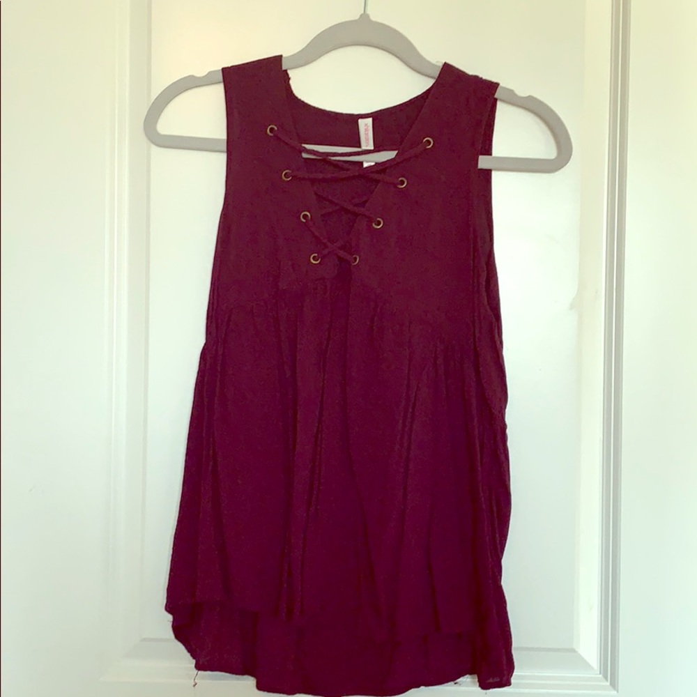 Burgundy Sleeveless Flowy Top